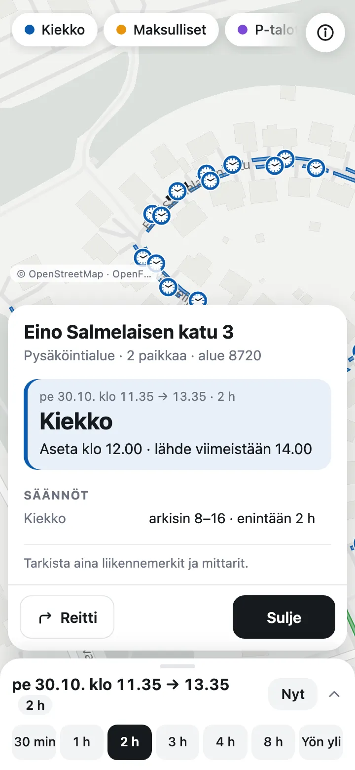 A disc parking place: set the disc to 12.00 and leave by 14.00.